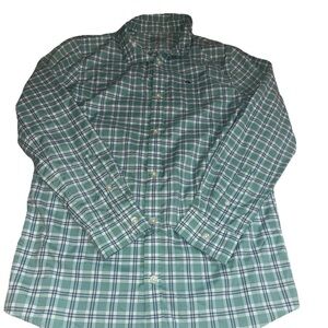 Vineyard Vines Performance Button Shirt M 12 Blue Green Plaid Boys
